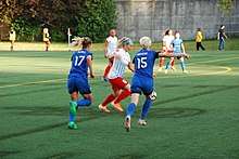 Seattle Reign forwards Beverly Yanez and Megan Rapinoe in a match against the Chicago Red Stars, June 28, 2017.
