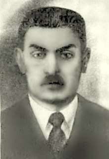 Sketch of a mustachioed man wearing a tie
