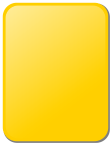 A yellow rectangle, denoting the yellow penalty card shown to a player being cautioned