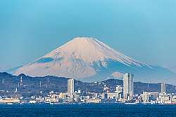 Yokosuka and Mt. Fuji seen from Uraga Channel