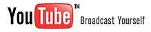 The words "YouTube Broadcast Yourself". The "Tube" in "YouTube" is written in a white font within a red, rounded rectangle. All other text is black. The words "Broadcast Yourself" are written in a font about half the size of "YouTube". The logo is trademarked.