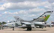 A No. 12 Squadron Panavia Tornado GR4 during 2005 with 90th anniversary markings.