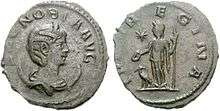 Both sides of a coin commemorating Zenobia