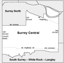 An image of Surrey Central illustrating the boundaries as described in this section.