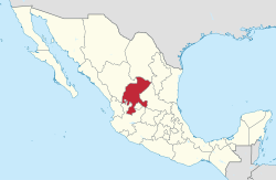 Map of Mexico with Zacatecas highlighted