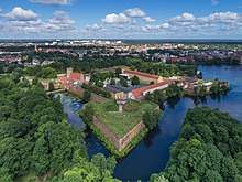 Recent photo of Spandau Fortress showing the water-filled moat and battlements
