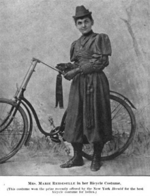 Marie Riedeselle in her prize-winning bicycling costume, from an 1894 publication