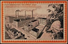 Postcard depicting the original Callebaut factory.
