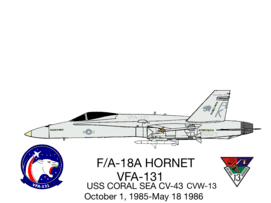 F/A-18A Hornet VFA-131 CVW-13 USS Coral Sea CV-43 October 1, 1985-May 18, 1986
