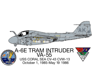 A-6E TRAM Inturder (1979) VA-55 USS Coral Sea CV-43 October 1, 1985-May 19, 1986