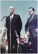 Gerald Ford and Richard Nixon speak in support of Goldwater on the campaign trail