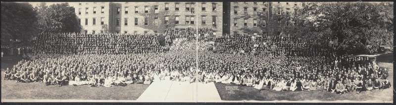 Students sit outside Pennsylvania State College (c.1922)