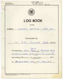 Coast Guard Cutter Nettle Log Book September 1966