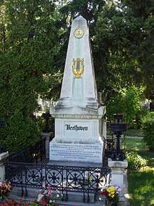 Ludwig van Beethoven's grave, Zentralfriedhof (Central Cemetery), Vienna, Austria.